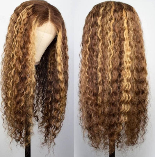 Lace Front Wigs Human Hair 180 Density Curly Ombre Honey Blonde 4/27 13X6 HD Transparent Lace Front Wig for Black Women Lace Frontal Wig Human Hair Pre Plucked with Baby Hair